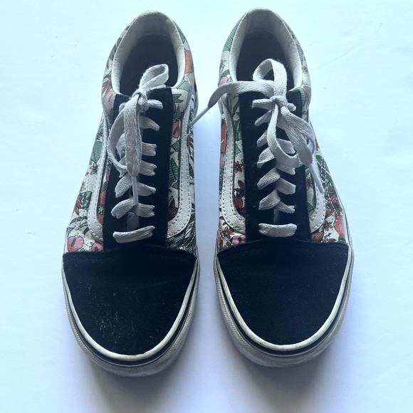 Old skool style, low top women's Vans colorful tropical floral print, size 7.5 - Picture 3 of 8